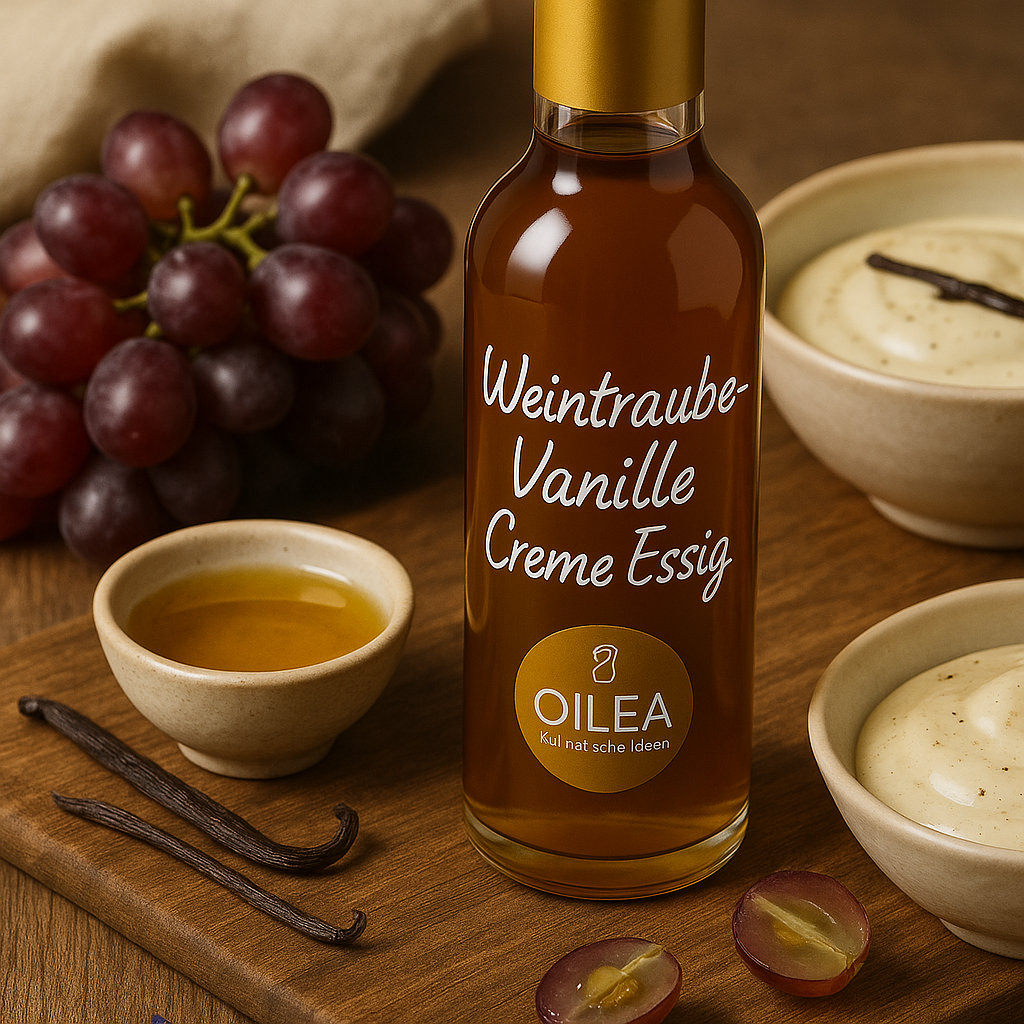 Weintraube-Vanille Crema Essig – Fruchtig, Sanft & Verführerisch | Premium Qualität von OILEA. 3% Säure