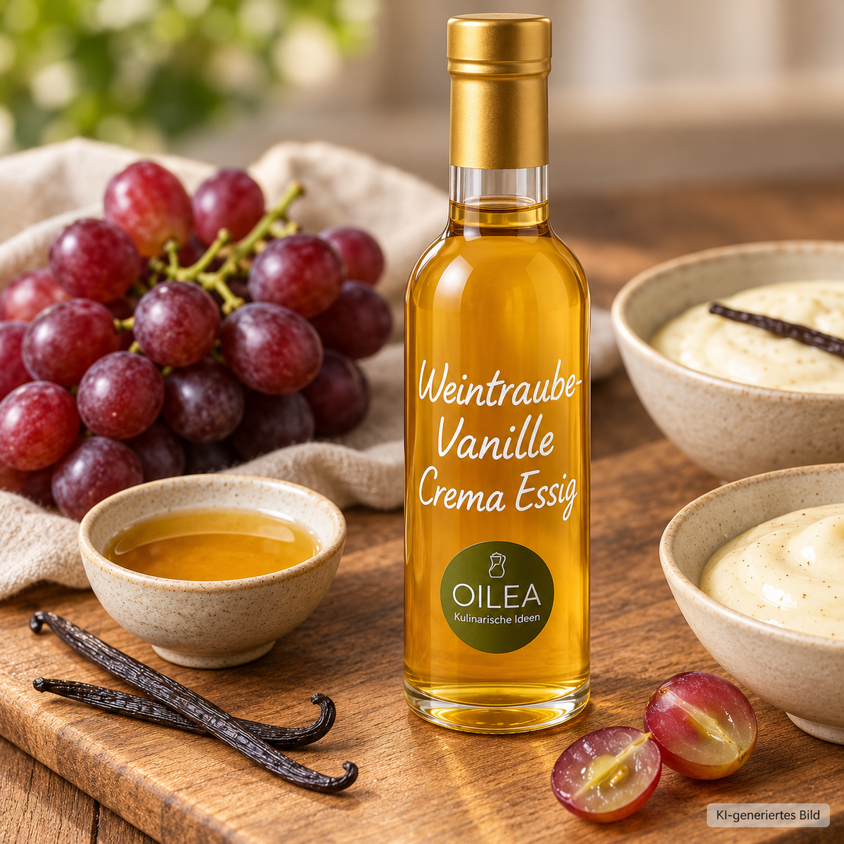 OILEA Weintraube-Vanille Crema Essig – Serviervorschlag