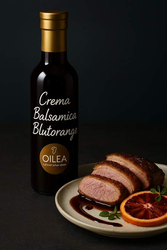 Crema Balsamica Blutorange – Fruchtig, Herb & Mediterran | Premium Qualität von OILEA. 3% Säure