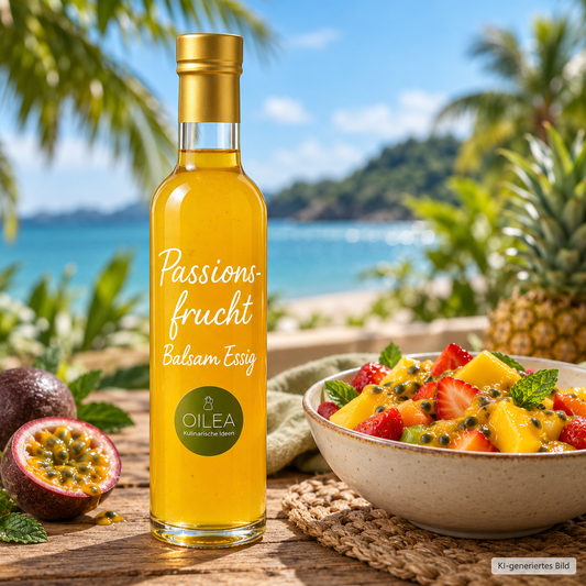 OILEA Passionsfrucht Balsam Essig – Serviervorschlag