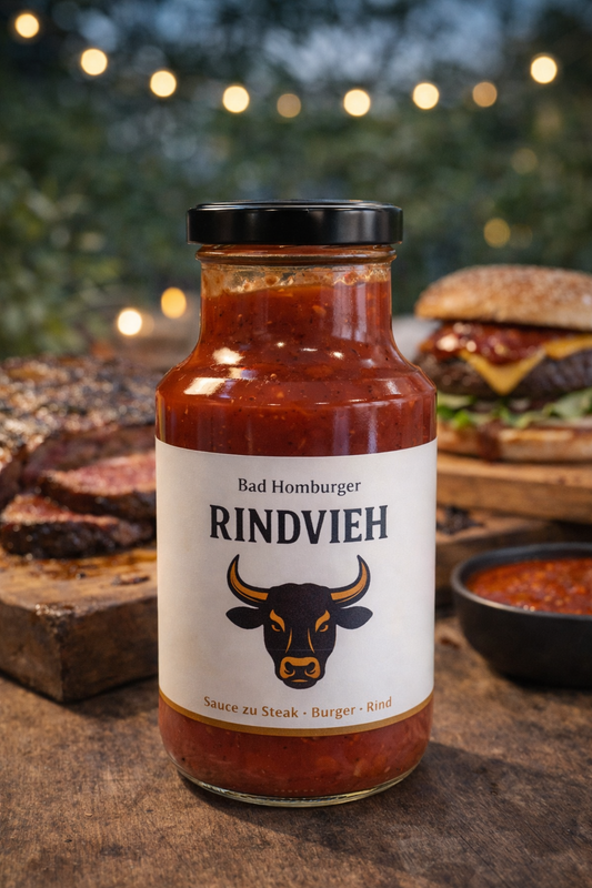 Bad Homburger RINDVIEH – Kirschpaprika Grillsauce für Steak, Burger & echte Kerle (250 ml)