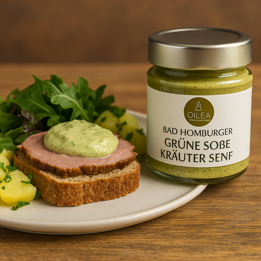 Bad Homburger Grüne Soße Kräuter Senf – Handgemachter Feinkost Senf mit Grünen Soße Kräutern | Regionaler Genuss 115ml