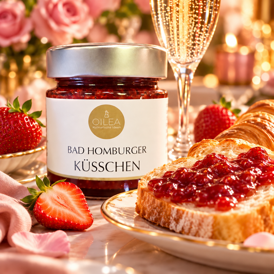 Bad Homburger Küsschen mit Erdbeeren, Brioche und Prosecco, KI-generiertes Bild