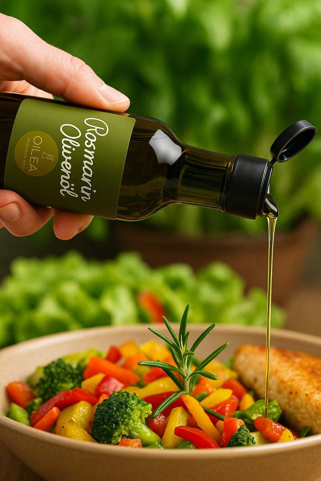 Rosmarin-Olivenöl – Würzig & Aromatisch für Fleisch, Kartoffeln, Gemüse & mediterrane Küche | Premium Qualität von OILEA