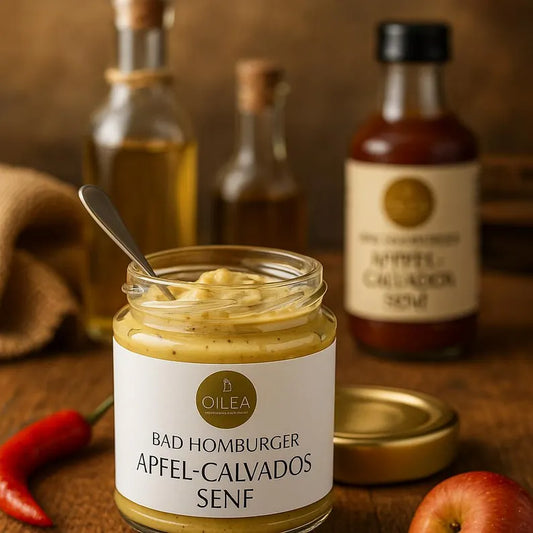 Bad Homburger Apfel-Calvados Senf | Feiner Senf mit Apfel und Calvados | Handgemacht | Perfekt zu Käse, Fleisch & Dressings