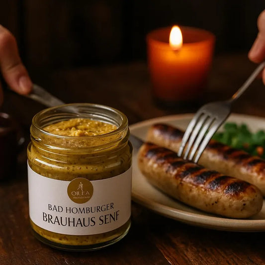 Bad Homburger Brauhaus Senf | Handgemachter Bier-Senf aus Manufaktur | Rustikaler Feinkost-Senf für Fleisch, Brotzeit, Geschenkidee. 115ml
