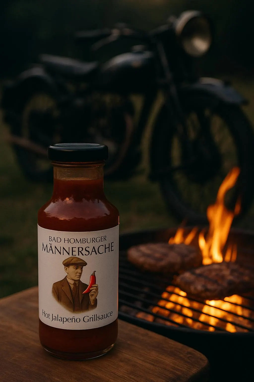 Bad Homburger MÄNNERSACHE Hot Jalapeño Grillsauce – scharfe BBQ-Sauce, Männergeschenk, Grillen, BBQ, Handmade.