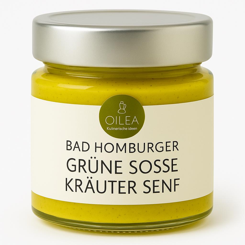 Bad Homburger Grüne Soße Kräuter Senf – Handgemachter Feinkost Senf mit Grünen Soße Kräutern | Regionaler Genuss 115ml