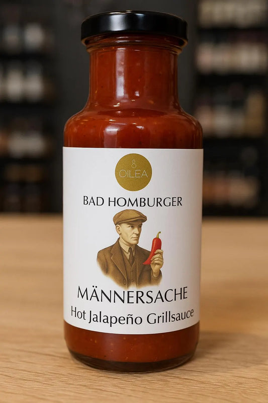 Bad Homburger MÄNNERSACHE Hot Jalapeño Grillsauce – scharfe BBQ-Sauce, Männergeschenk, Grillen, BBQ, Handmade.