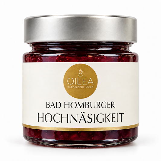 Bad Homburger Hochnäsigkeit – Granatapfel-Kirschen-Fruchtaufstrich 140 g, KI-generiertes freigestelltes Hauptbild