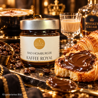 Bad Homburger Kaffee Royal auf Brioche mit Kaffee und Whiskey-Sahne-Likör – KI-generiertes Bild