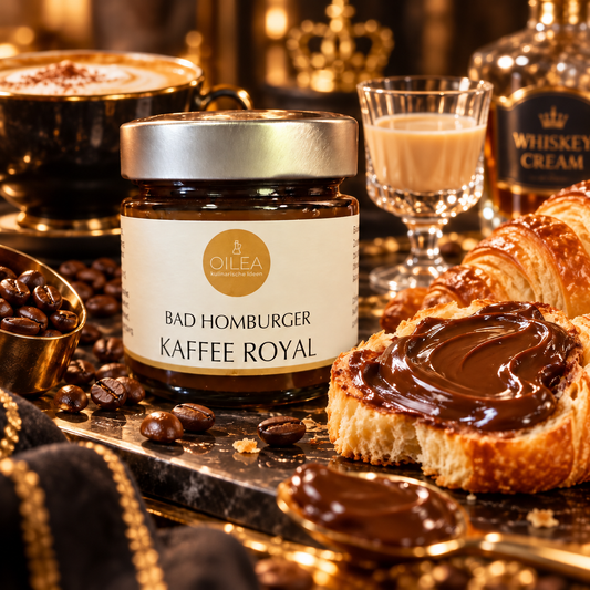 Bad Homburger Kaffee Royal auf Brioche mit Kaffee und Whiskey-Sahne-Likör – KI-generiertes Bild