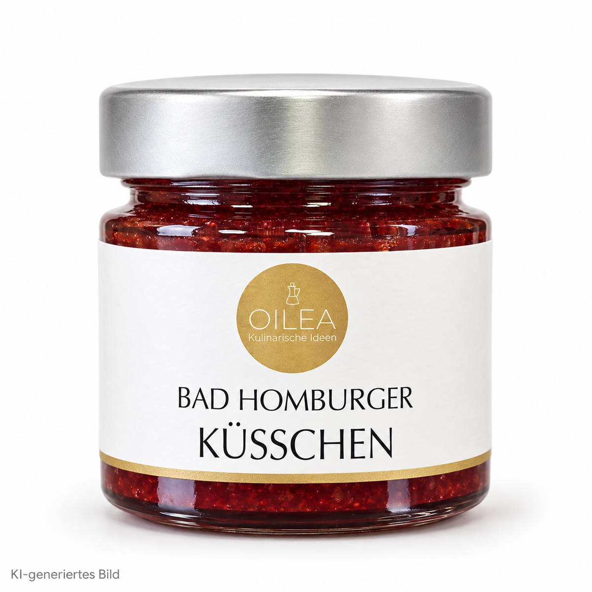 Freigestellter Bad Homburger Küsschen Erdbeer-Prosecco-Fruchtaufstrich 140 g, KI-generiertes Bild