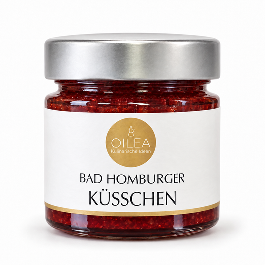 Freigestellter Bad Homburger Küsschen Erdbeer-Prosecco-Fruchtaufstrich 140 g, KI-generiertes Bild