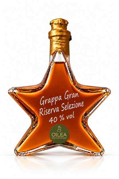 Grappa Gran Riserva Selezione 40 % vol in der OILEA-Sternflasche mit 200 ml