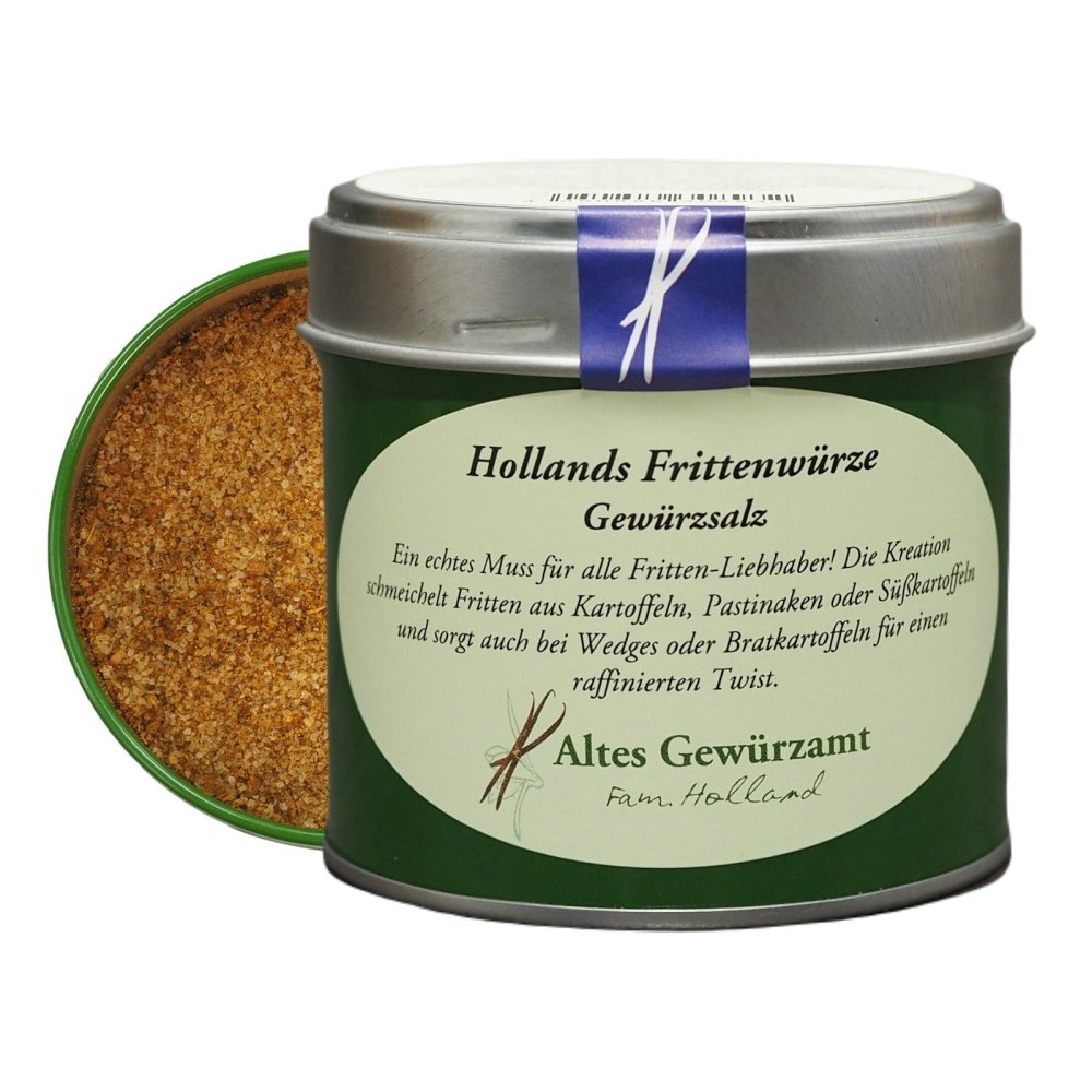 Hollands Frittenwürze, Originaldose mit 140 g von Altes Gewürzamt – Familie Holland