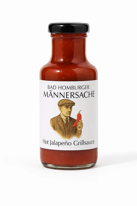 Bad Homburger MÄNNERSACHE Hot Jalapeño Grillsauce – scharfe BBQ-Sauce, Männergeschenk, Grillen, BBQ, Handmade.