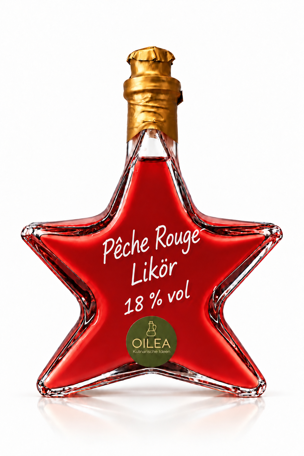 Pêche Rouge Likör 18 % vol – Roter Weinbergpfirsich in der OILEA-Sternflasche mit 200 ml