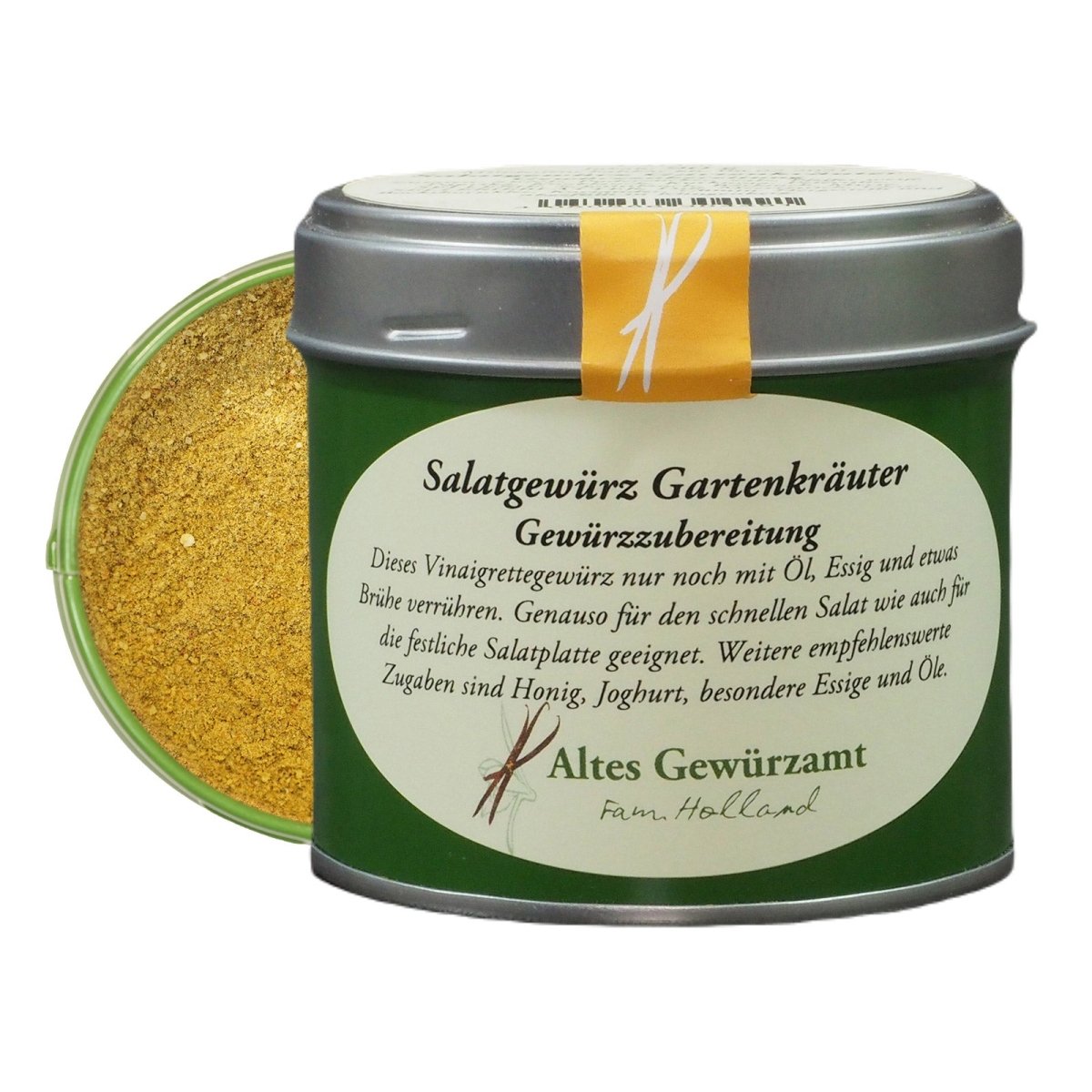 Salatgewürz Gartenkräuter, Originaldose mit 90 g von Altes Gewürzamt – Familie Holland