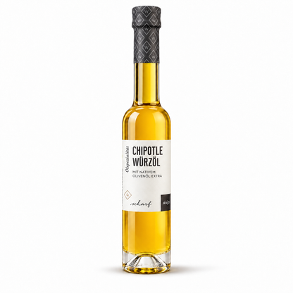 Wajos Chipotle Würzöl 100 ml – freigestellte Originalflasche auf weißem Hintergrund