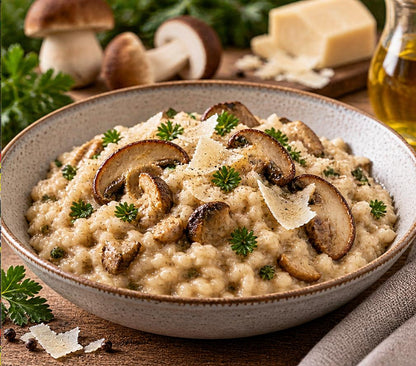 KI-generiertes Anwendungsbild Pilz-Risotto