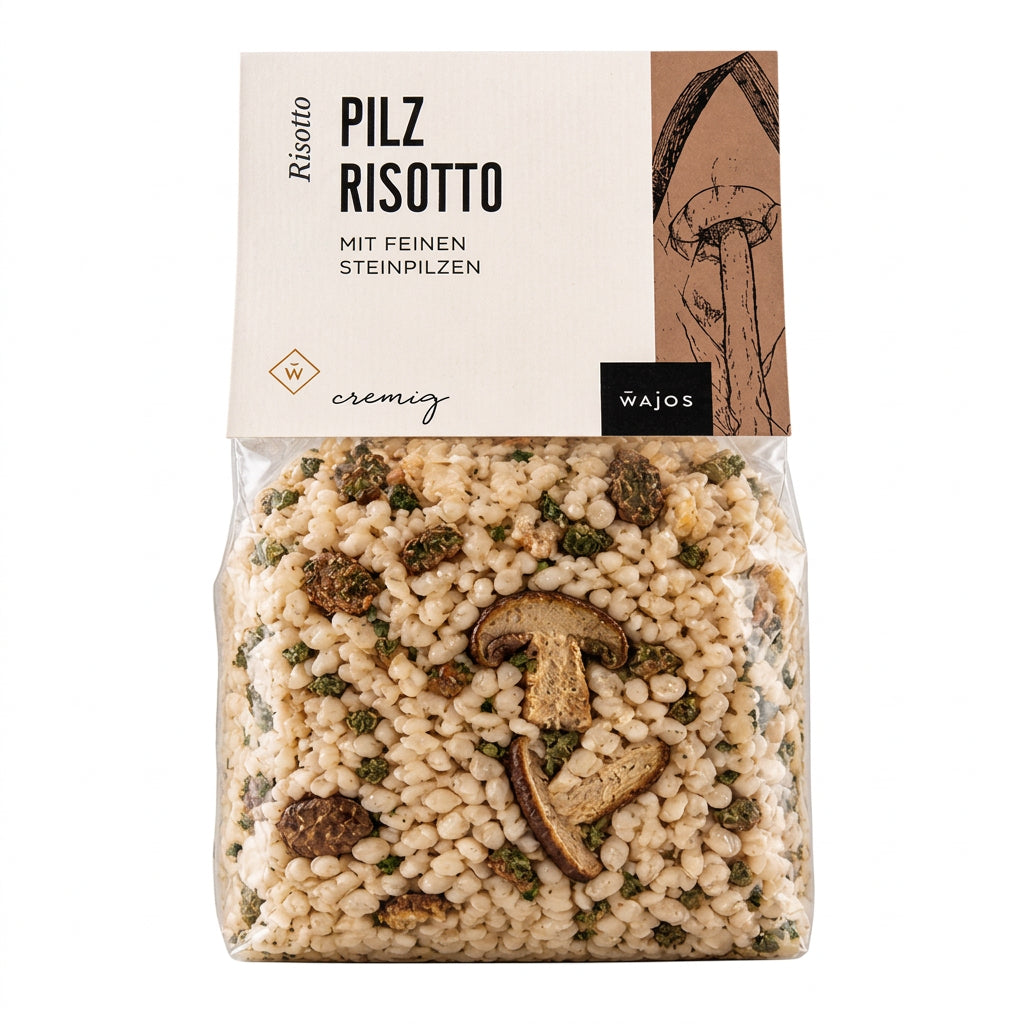 KI-generierte Produktdarstellung Wajos Pilz-Risotto