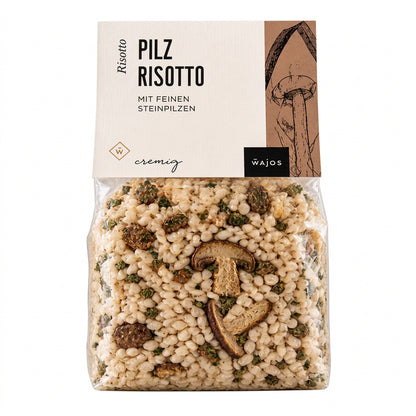 KI-generierte Produktdarstellung Wajos Pilz-Risotto