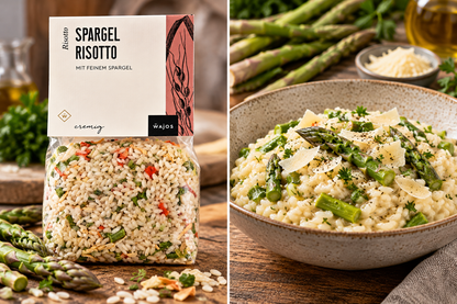 KI-generiertes Anwendungsbild: Wajos Spargel-Risotto mit cremigem Spargelrisotto